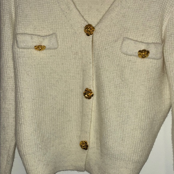 Cream Button-Up Women's Sweater - Picture 8 of 10